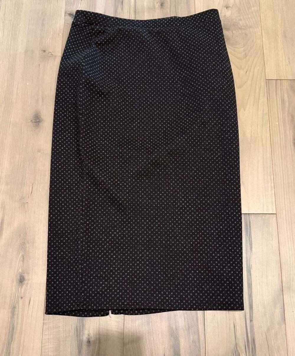 Free People Midi Skirt Size S Black Textured Dot Pencil